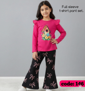 Butterfly design-full-sleeve-t-shirt-pant-set-